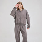 Cozy Zip-Up Cardigan & Joggers Set - Grey