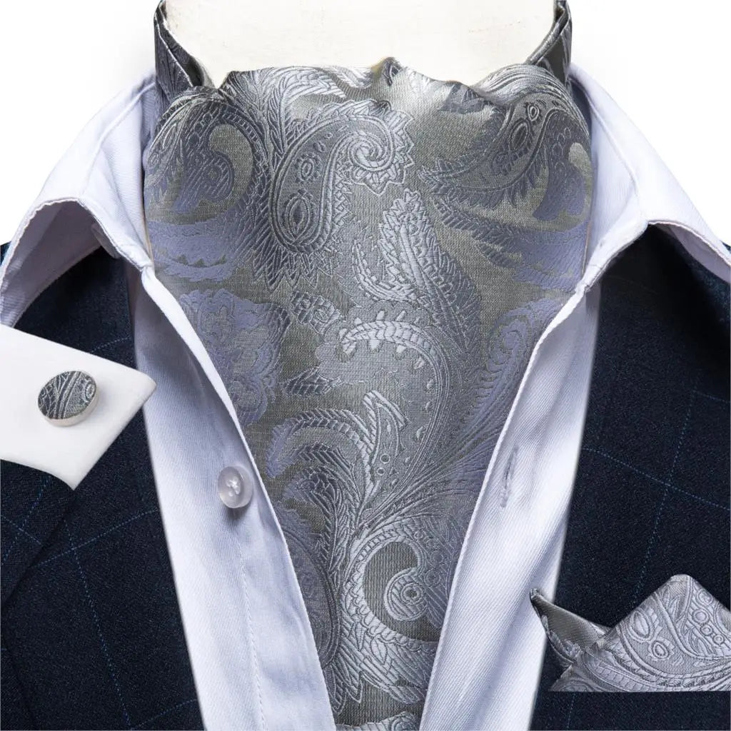 Men's Silk Cravat Set with Cufflinks and Pocket Square