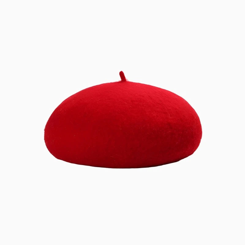 Red French Beret Artist Wool Beanie