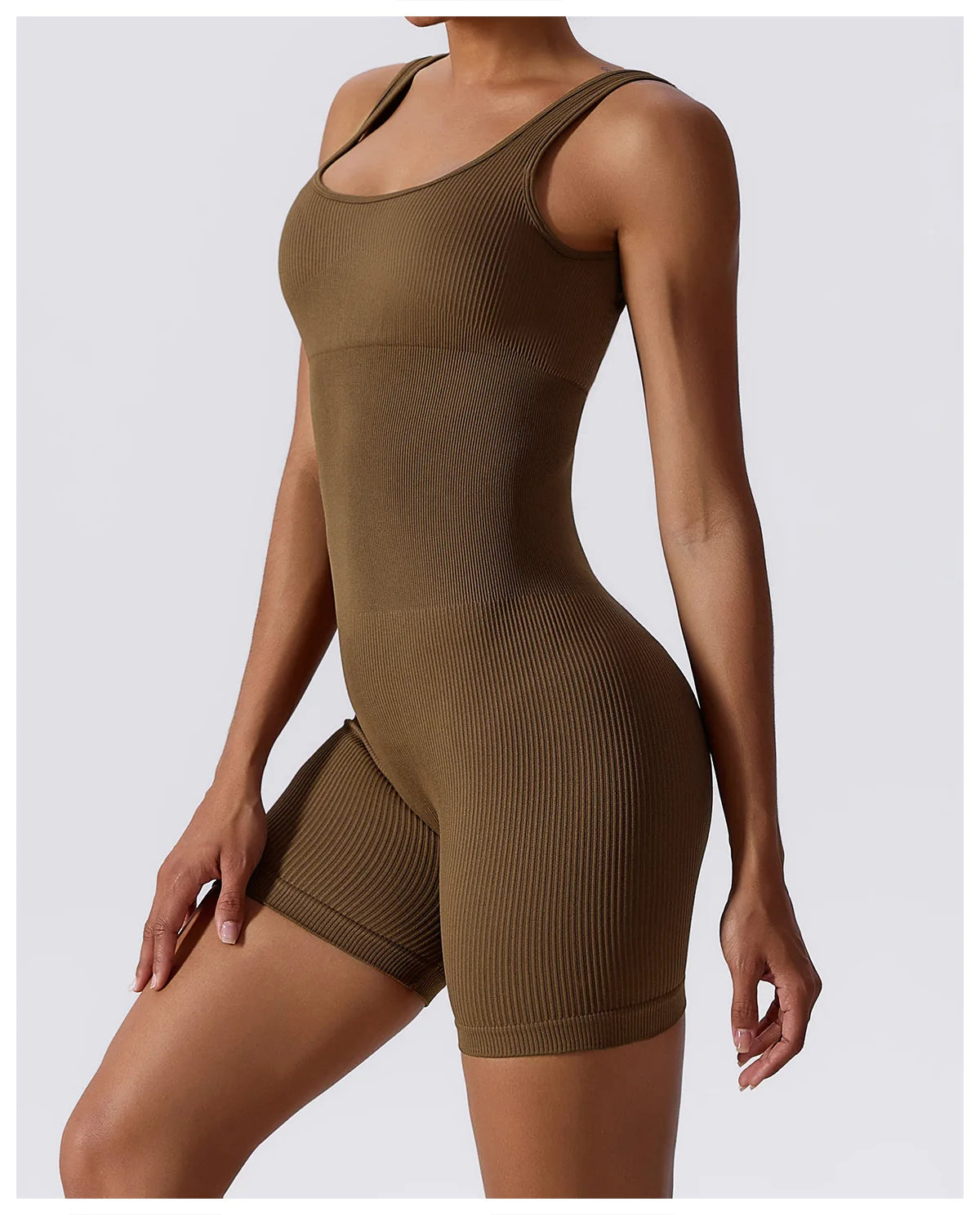 Women's Seamless Fitness Playsuit - Brown